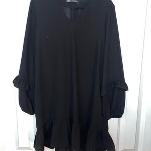 Zara short Black Dress with Ruffle Sleeves and ruffle bottom